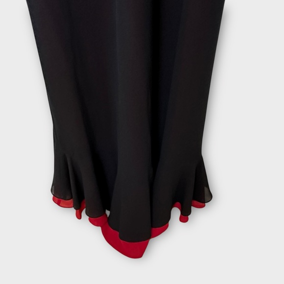 Vintage 90s Betsy & Adam Black and Red Flamenco Ruffle Dress Gown Prom Size 14 - Picture 9 of 10